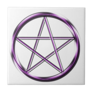 Purple Pentagram on white Tile