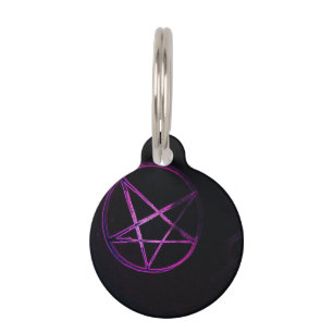 purple pentagram pet tag