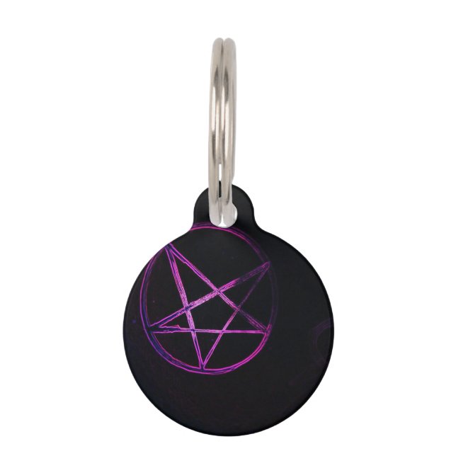 purple pentagram  pet tag (Front)