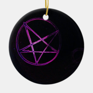 purple pentagram star magnet ceramic ornament