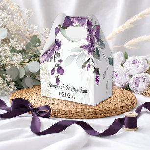 Purple Peonies and Sage Greenery Wedding Favour Favor Box