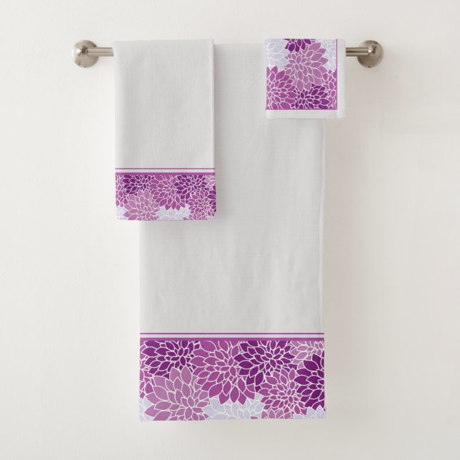 Purple Peonies Bath Towel Set (Insitu)
