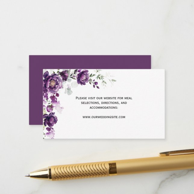Purple Peonies Floral Enclosure Cards (Front/Back In Situ)