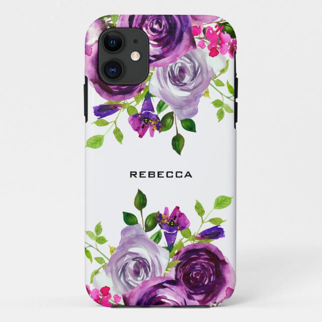 Purple peonies flowers bouquet Case-Mate iPhone case (Back)
