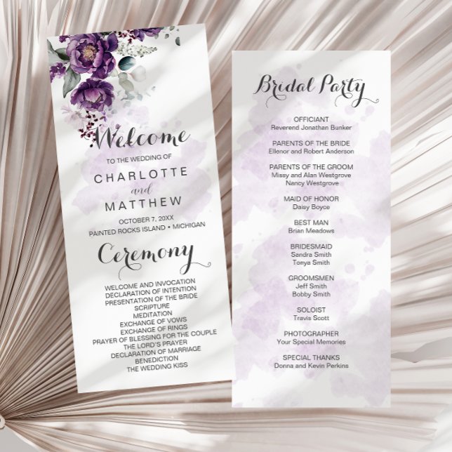 Purple Peonies Programme de mariage floral (Créateur téléchargé)