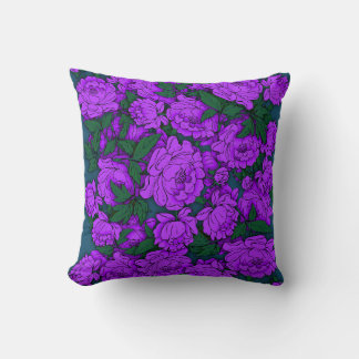 Purple Peonies Throw Pillow