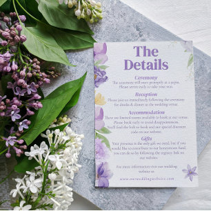 Purple Peonies Wedding Invite Enclosure Card