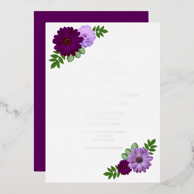 Purple Peony Floral Bridal Shower (Front/Back)