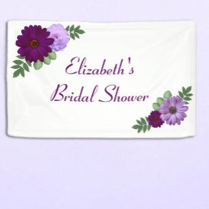 Purple Peony Floral Bridal Shower Banner