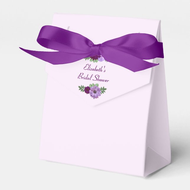 Purple Peony Floral Bridal Shower Favor Box (Front Side)