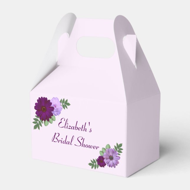 Purple Peony Floral Bridal Shower Favor Box (Front Side)