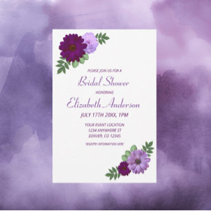 Purple Peony Floral Bridal Shower Invitation