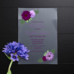 Purple Peony Floral Bridal Shower Vellum Invitations