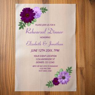 Purple Peony Floral Rehearsal Dinner Vellum Invitations