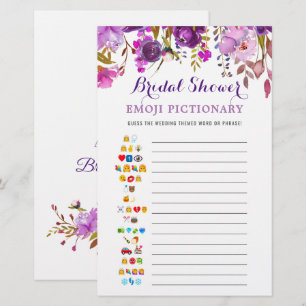 Purple Peony Floral Watercolor Bridal Shower Game