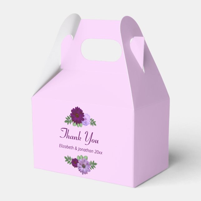 Purple Peony Floral Wedding Favor Box (Front Side)