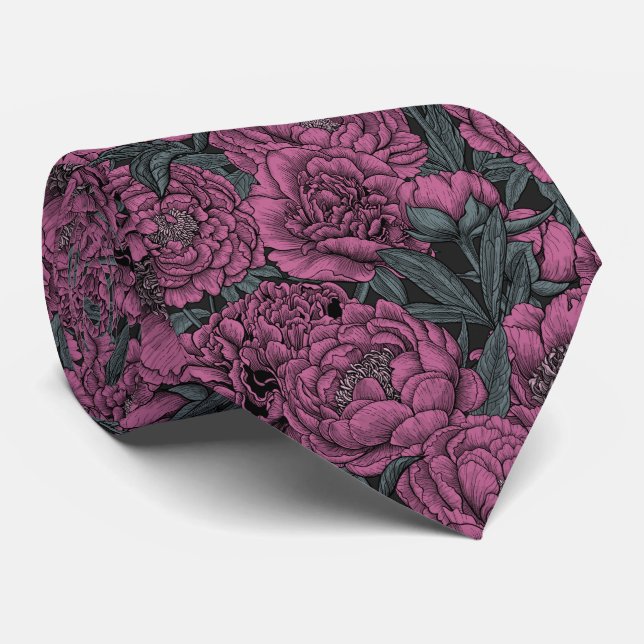 Purple peony flowers tie (Rolled)