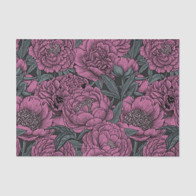 Purple peony flowers tissue paper (Front)