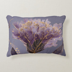 Purple Peony Inspired Floral Gold Accents Accent Pillow