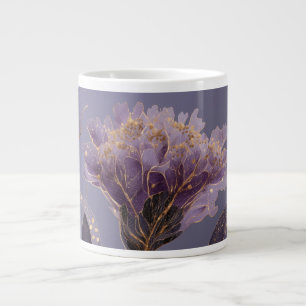 Purple Peony Inspired Floral Gold Accents Large Coffee Mug