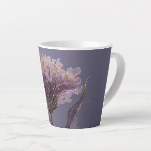 Purple Peony Inspired Floral Gold Accents Latte Mug
