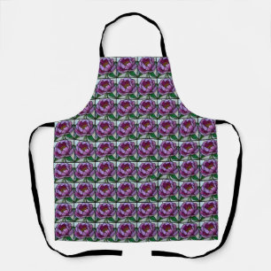 Purple Peony Stained Glass Apron