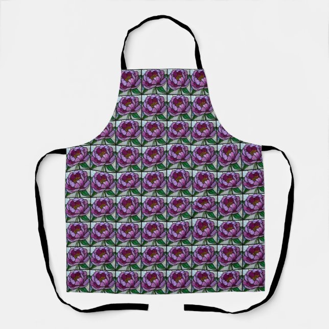 Purple Peony Stained Glass Apron (Front)