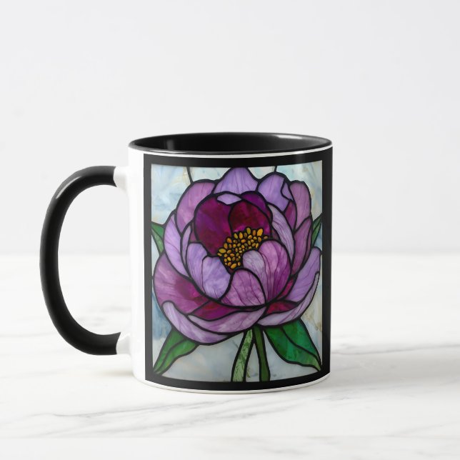 Purple Peony Stained  Mug (Left)