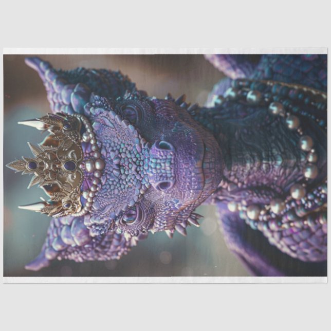 Purple People Eater Dragon Decoupage Tissue Paper (Front)