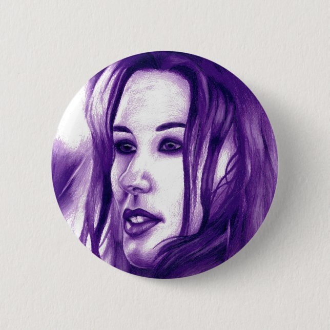 Purple People Woman Fashion Portrait Art 2 Inch Round Button (Front)