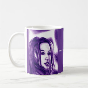 Purple People Woman Portrait Monochrome Art Coffee Mug