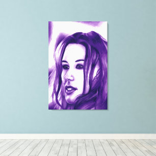 Purple People Woman Portrait Original Art Canvas Print