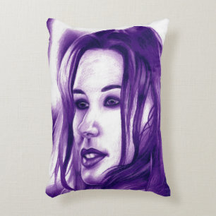 Purple People Woman Portrait Original Art Throw Decorative Pillow