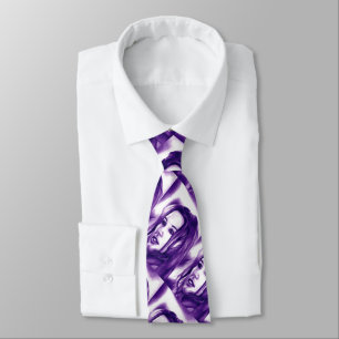 Purple People Woman Portrait Original Art Tie