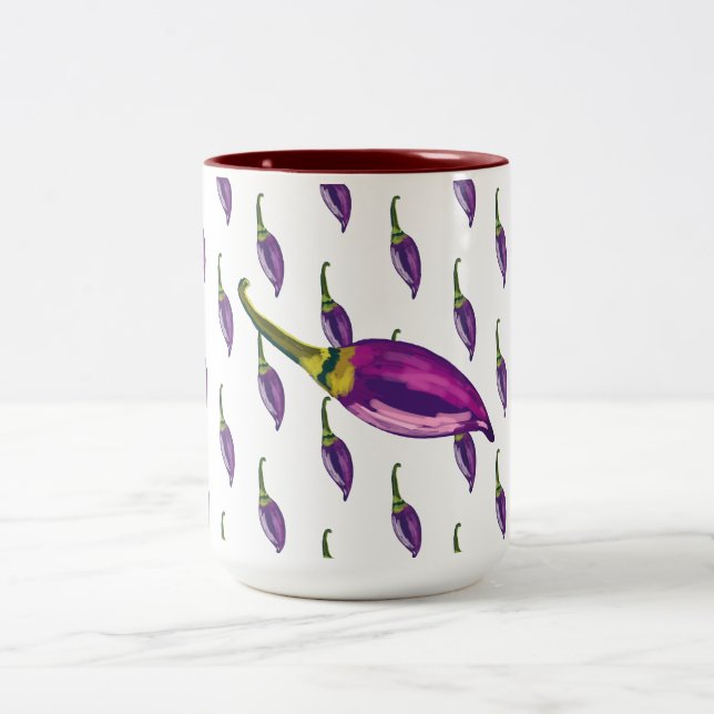 Purple Peppers Two-Tone Coffee Mug (Center)