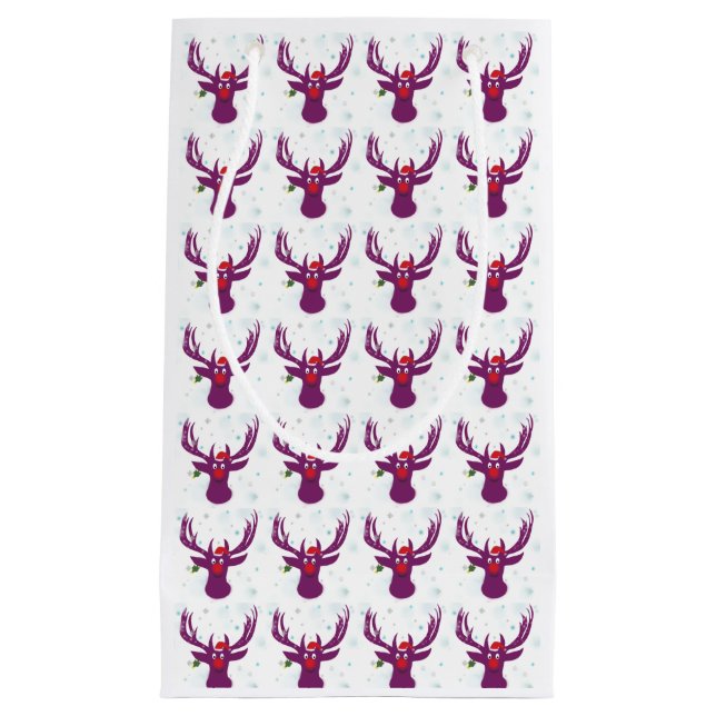 Purple Père Noël Deer New Year Cadeau Sac (Devant)