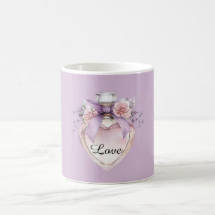 Purple Perfume Bottle Bow Pink Flowers Coffee Mug