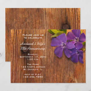 Purple Periwinkle and Barn Wood Anniversary Party Invitation