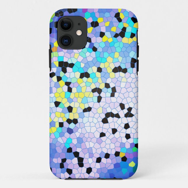 Purple Periwinkle Blue & Black Mosaic Pattern Case-Mate iPhone Case (Back)