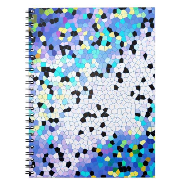 Purple Periwinkle Blue & Black Mosaic Pattern Notebook (Front)