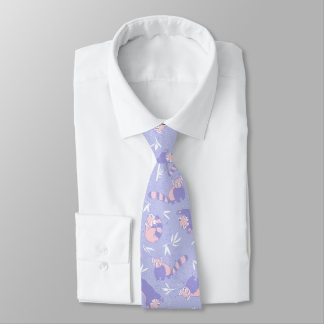 Purple Periwinkle Red Panda Cute Animal  Tie (Tied)
