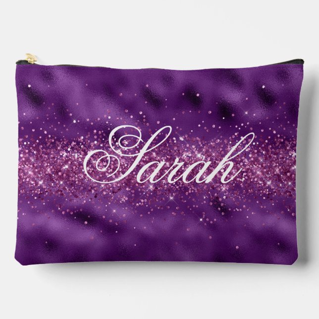 Purple Personalised  Accessory Pouch (Front)