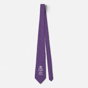 Purple Personalize KEEP CALM AND Your Text Tie