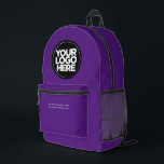 Purple | Personalized Corporate Logo and Text Printed Backpack<br><div class="desc">Purple | Personalized Corporate Logo and Text Modern Business Printed Backpack</div>