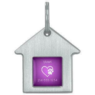 Purple Personalized Dog ID Tag Name & Phone