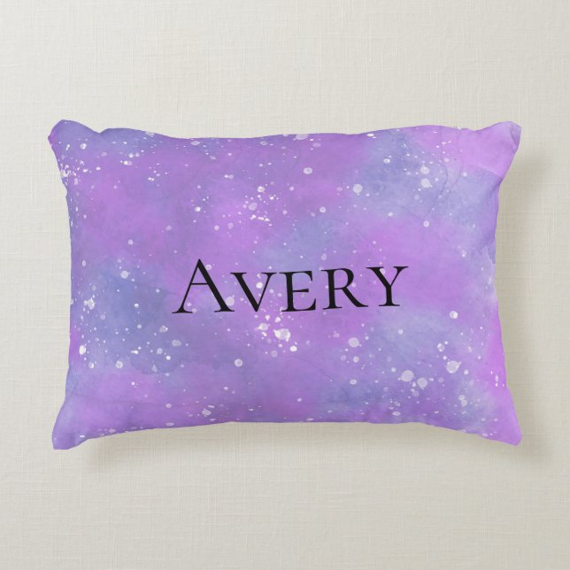 Purple Personalized Fantasy Princess Girly Accent Pillow (Front)