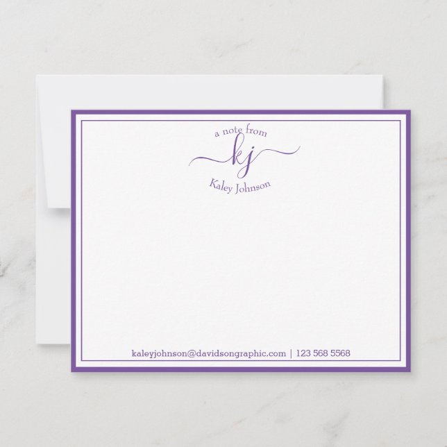Purple Personalized | From The Desk Of Note Card (Front)