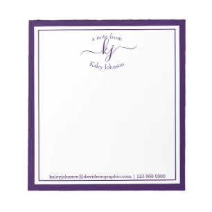 Purple Personalized   From The Desk Of Notepad