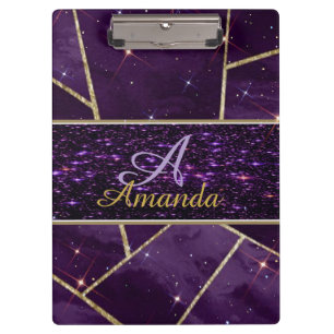 purple personalized glittery clipboard