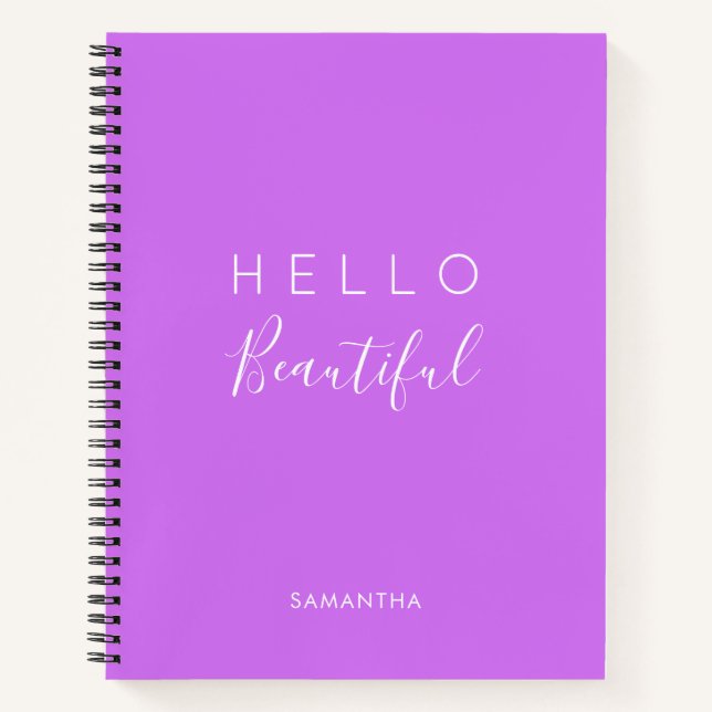 Purple Personalized/ Hello Beautiful Notebook (Front)
